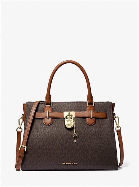 michael kors hamilton medium logo satchel|hamilton medium leather satchel.